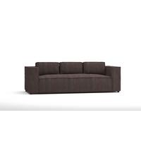 3-SITZER-SOFA Nova Dunkelbraun Cord - Dunkelbraun/Schwarz, Holz/Kunststoff (230/64/92cm) - S-Style Möbel