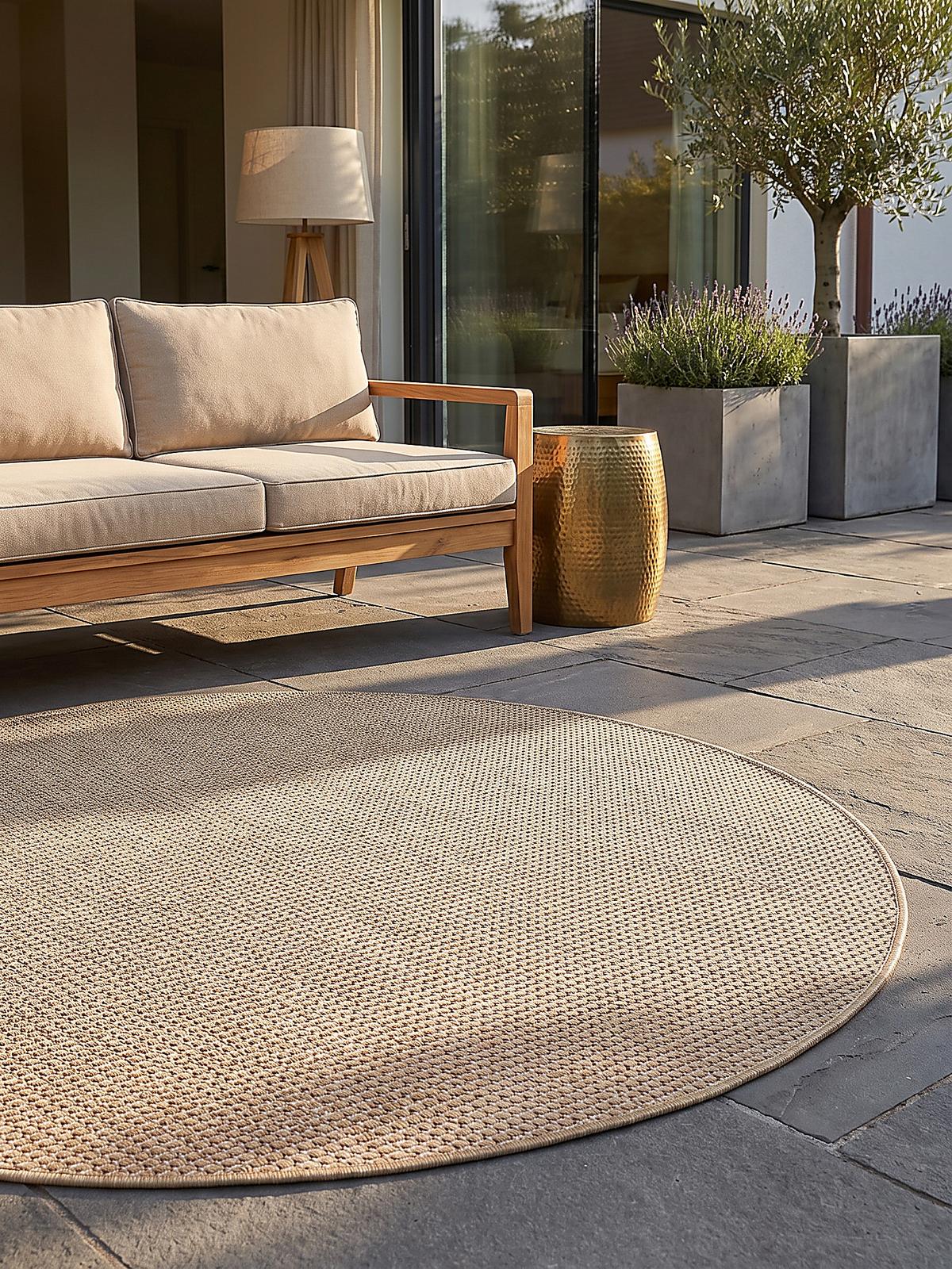 TEPPICH Flachgewebe, Outdoor, Fußbodenheizung-geeignet, VIGOLENO in Sand, Ø 80 cm - Beige, Textil (80/80cm) - KADIMA DESIGN