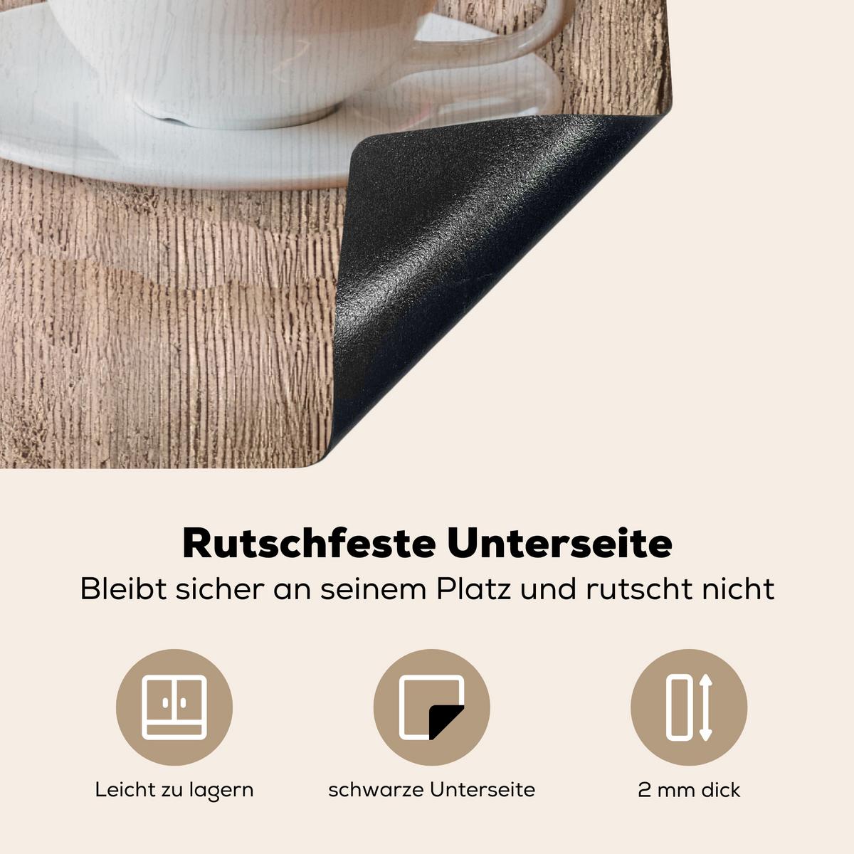 HERDABDECKPLATTE Bistro Parisien - Café - Kaffee - Jahrgang Induktionsschutz 81.6x52.7 cm - Cappuccino, Kunststoff (81.6/52.7/0.2cm) - MuchoWow