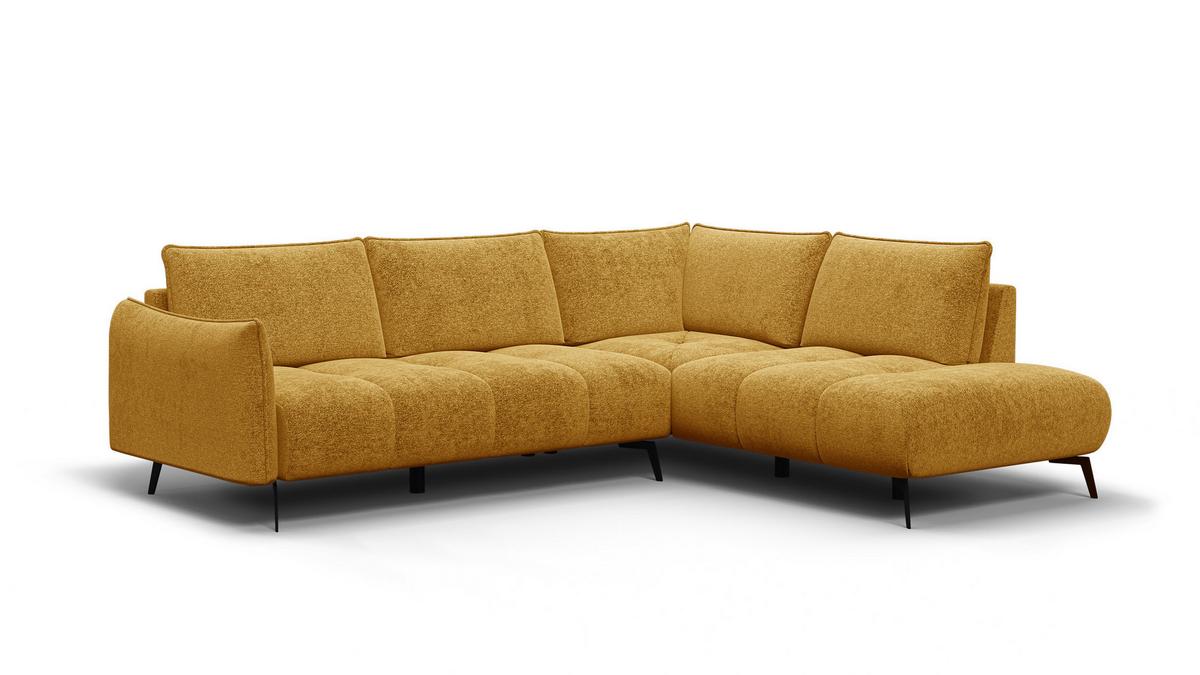 ECKSOFA AERA 5-Sitzer rechts, gelb - Gelb/Schwarz, Holz/Textil (268/206cm) - Wozimo