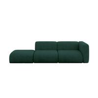 SOFA Ottomane Rechts MIRA-S3 296x89x70 Grün Velours - Dunkelgrün/Schwarz, Holzwerkstoff/Kunststoff (296/70/89cm) - ALTDECOR
