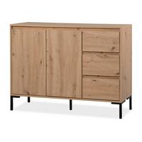 KOMMODE Eiche Artisan 120 cm, Sideboard modern mit viel Stauraum - Schwarz/Eiche Artisan, Holzwerkstoff/Metall (120/87/40cm) - Furn.Design