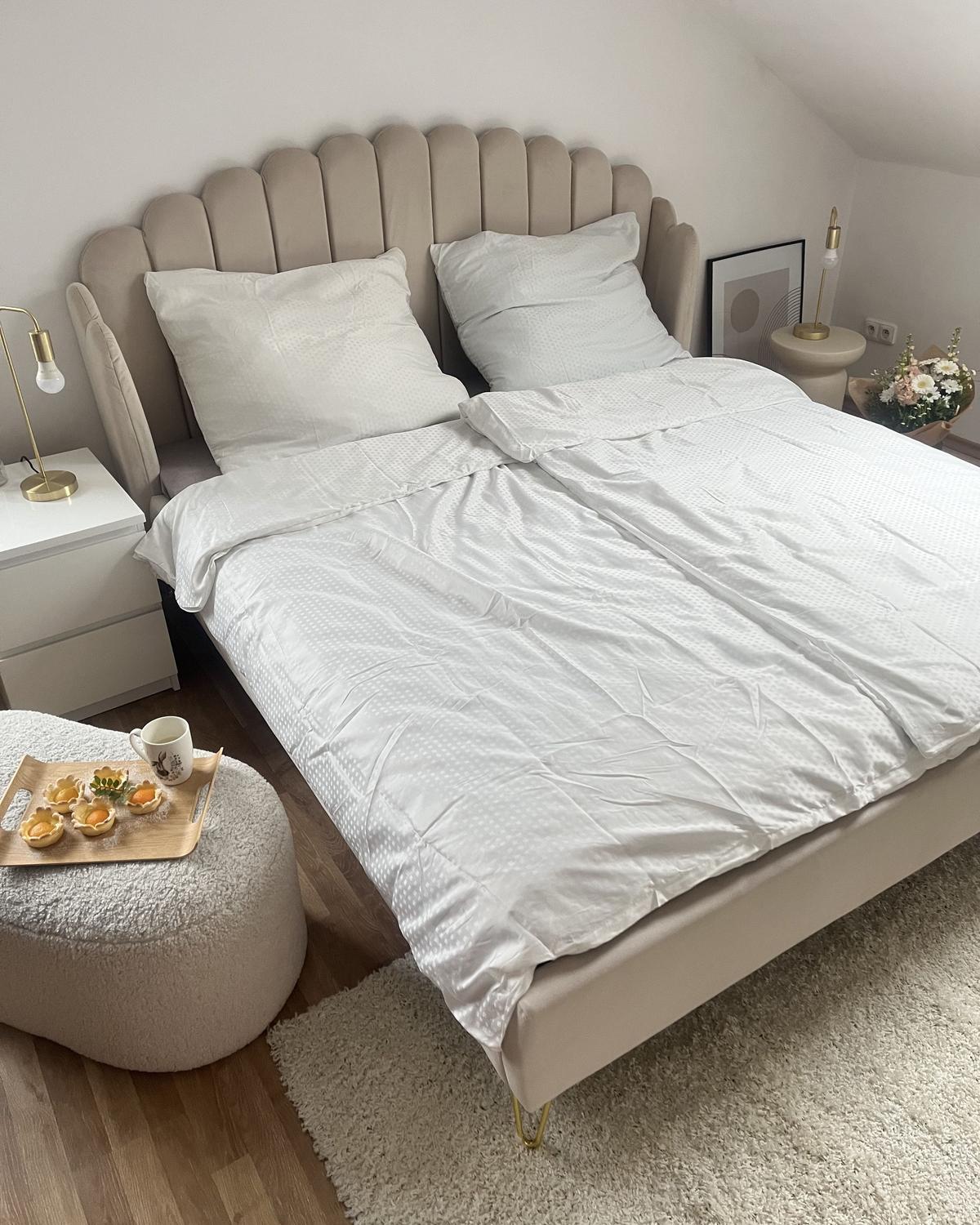 POLSTERBETT 140/200cm Helles Beige Ambillou - Beige, Textil (140/200cm) - Beliani