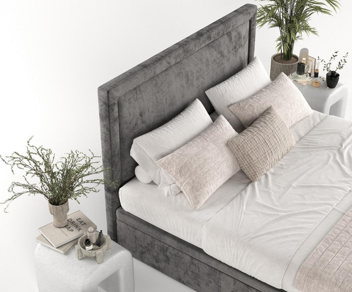 POLSTERBETT Salma mit Stauraum 200/200 cm Stahl im Lotta Stoff - Graphitfarben/Schwarz, Holz/Holzwerkstoff (200/200cm) - AltaBeds