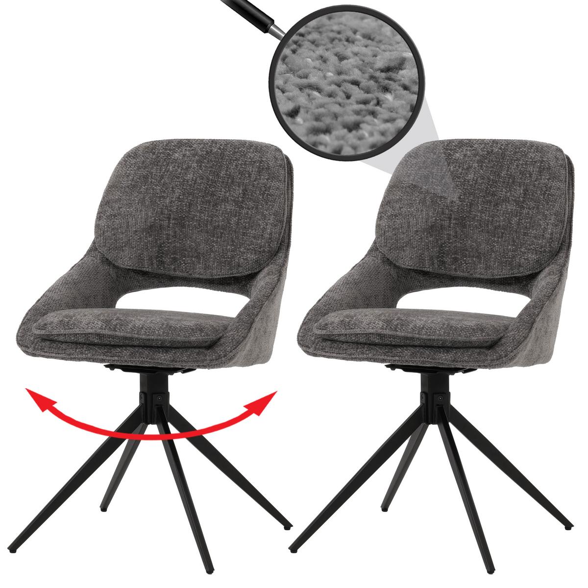 ESSZIMMERSTUHL Grau 2er-Set - Dunkelgrau/Grau, Textil (55/87/55cm) - MCW