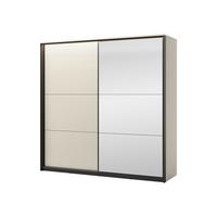 SCHWEBETÜRENSCHRANK 2D Enna EN-01 - Sandfarben/Schwarz, Holzwerkstoff/Kunststoff (220/221/68cm) - MIRJAN24