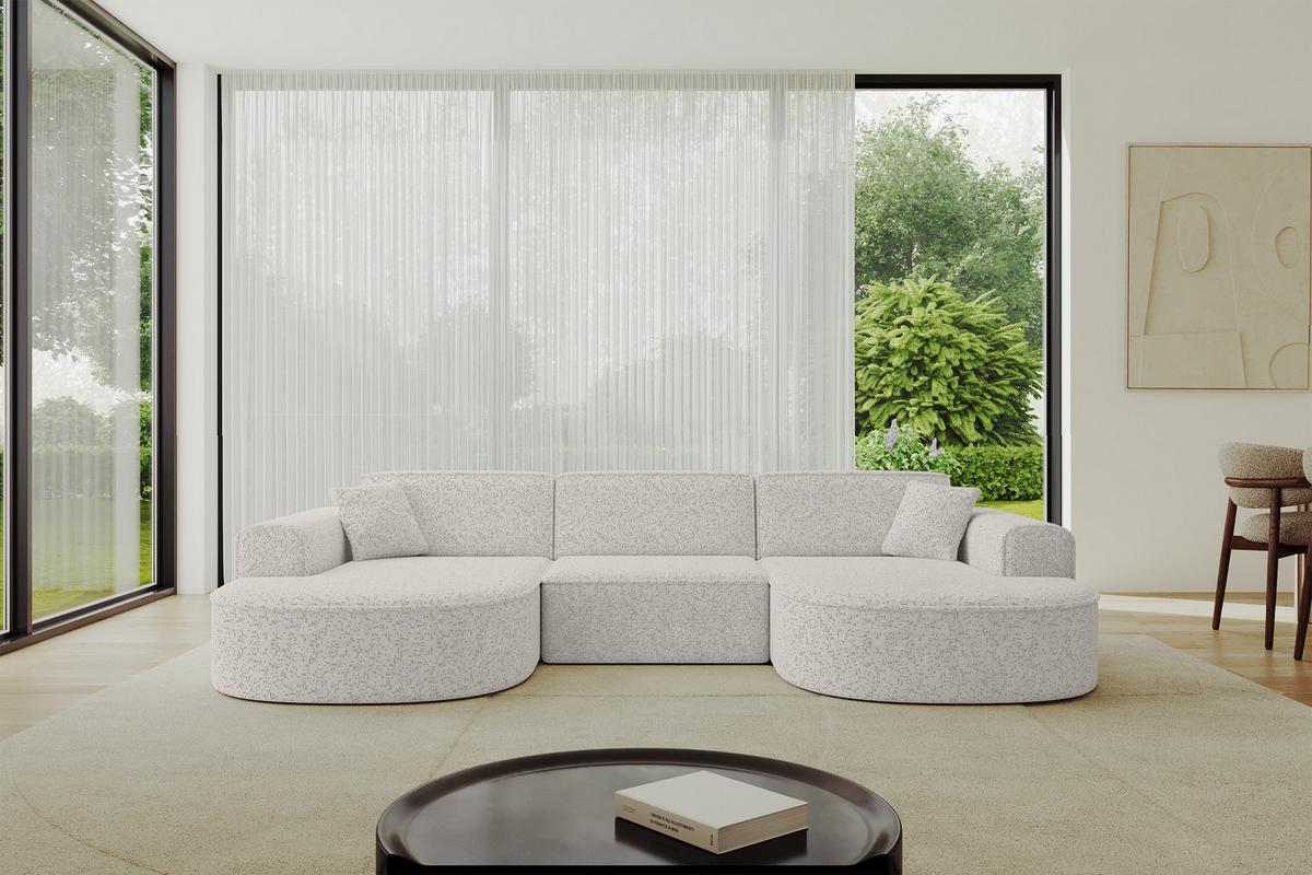 WOHNLANDSCHAFT MARI-U1 - 303x171x79 cm Hellgrau Tissu - Hellgrau/Schwarz, Holzwerkstoff/Kunststoff (303/79/171cm) - ALTDECOR