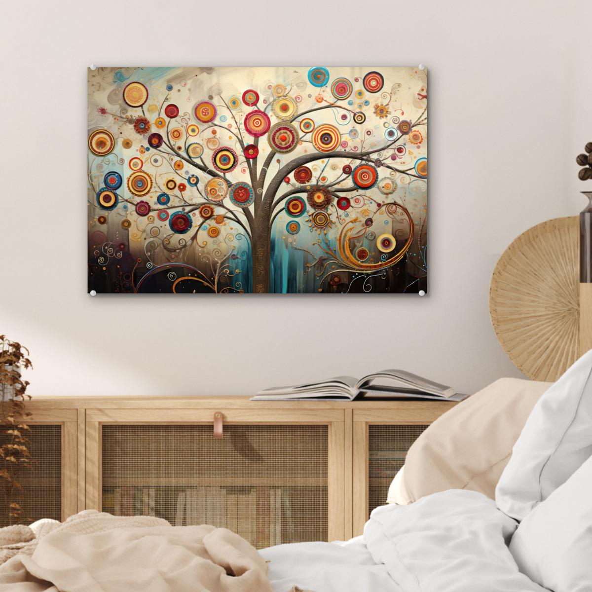 ACRYLGLASBILD Baum - Baum des Lebens - Farbe Wanddeko 60x40 cm - Braun, Glas (60/40cm) - MuchoWow