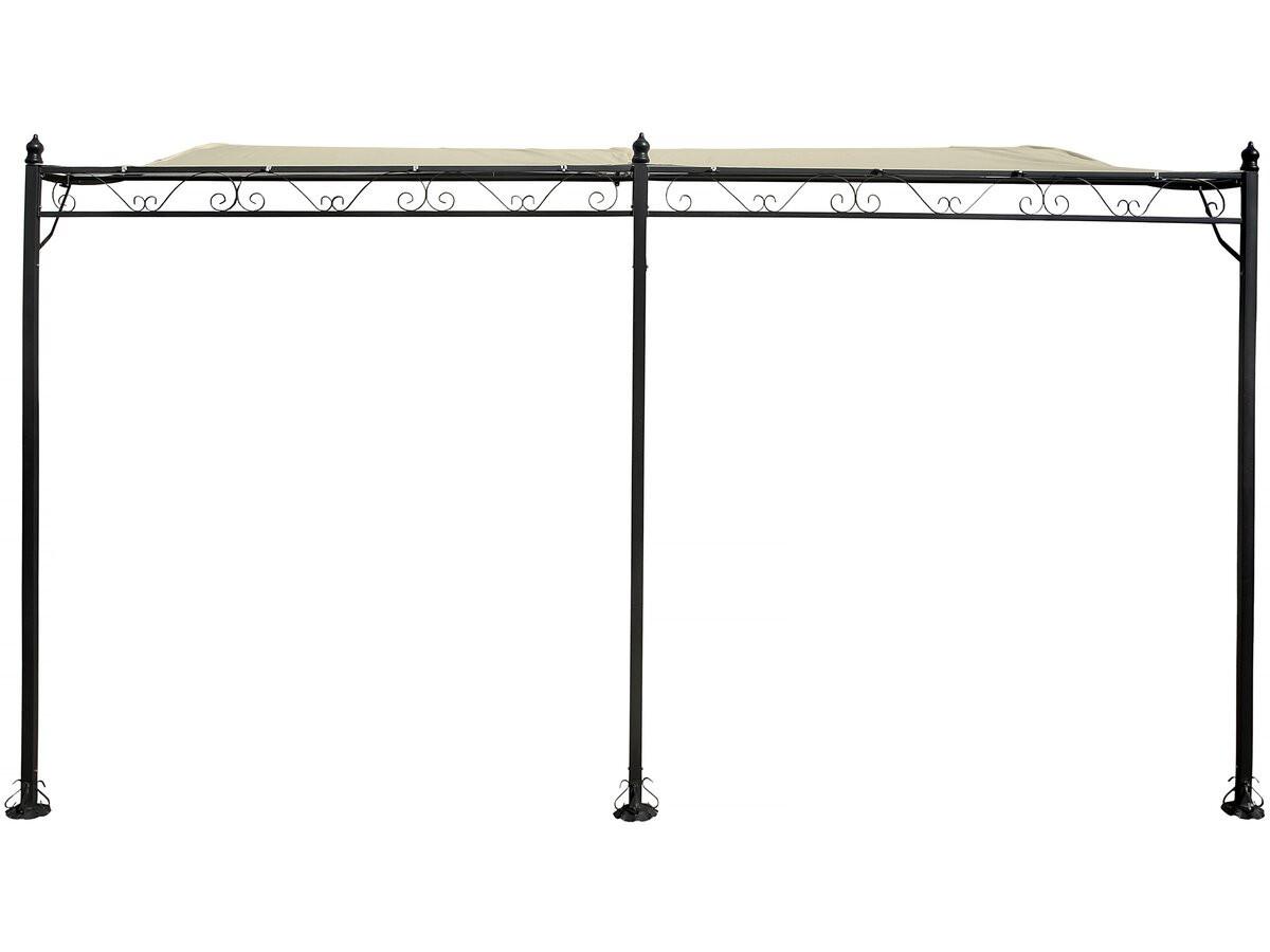 PERGOLA - MARKISE pergola tonnelle adossée en métal - 3 x 4 m - beige beige - Beige, Metall (300/250/396cm) - Habitat Garten
