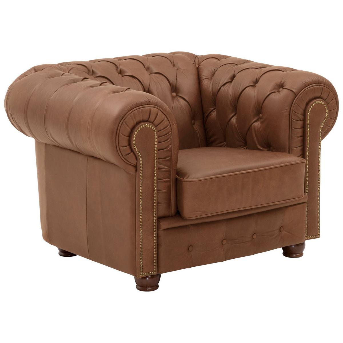 SOFAGARNITUR 3-2-1 Kath Echtleder (Antikoptik) cognac - Cognac, Leder (200/74/98cm) - 58aufmkessel