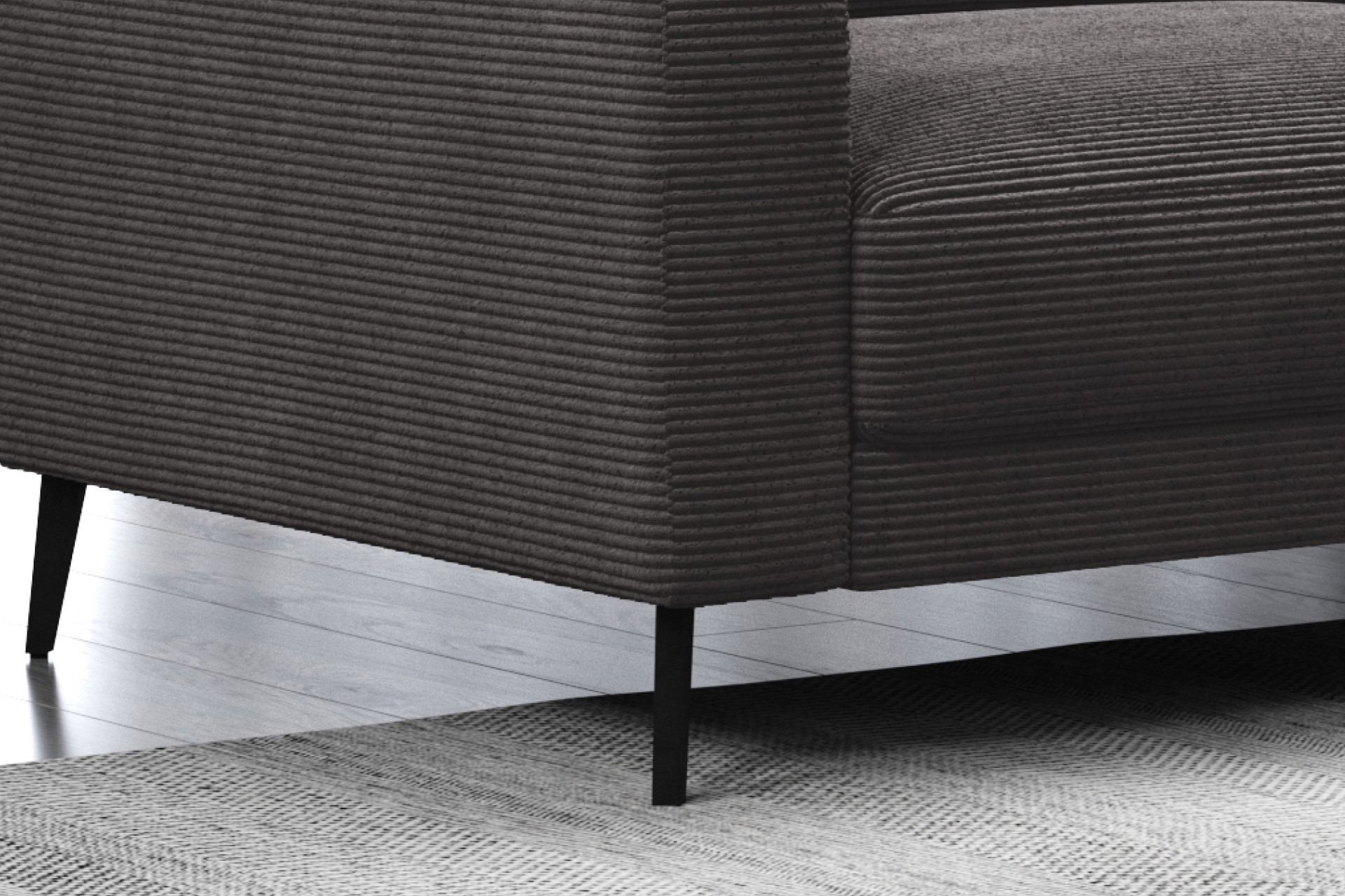 Wohnlandschaft dunkelgrau Winkelfuß Stahl matt Schwarz 