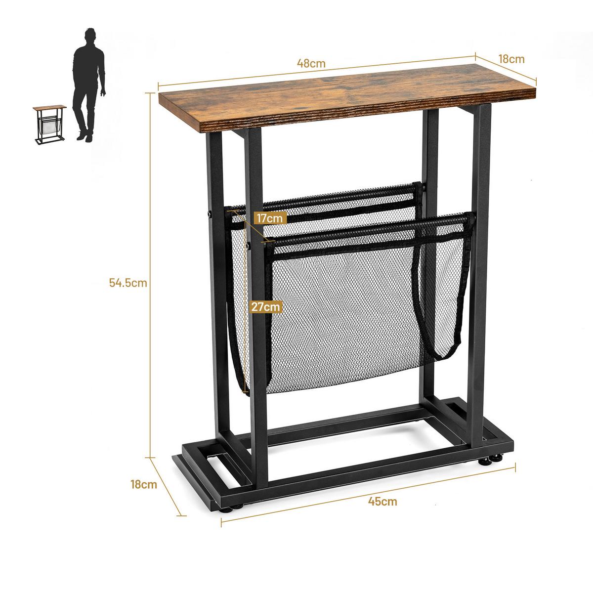 BEISTELLTISCH 55cm Schwarz - Schwarz, Metall (18/48/55cm) - COSTWAY