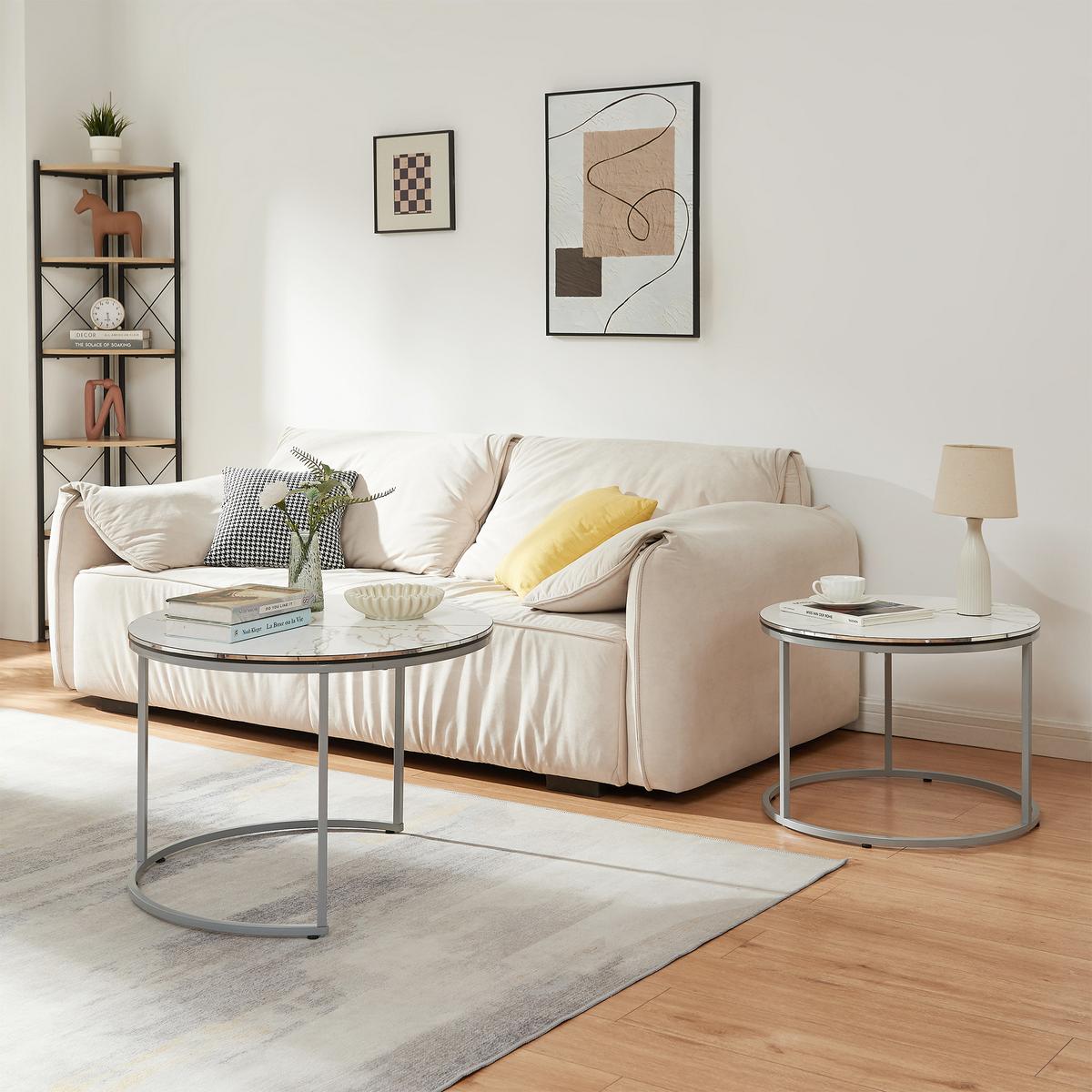 COUCHTISCH SET Skagen 2-teilig 70/70/50 - Weiß, Holzwerkstoff (70/70/50cm) - [en.casa]