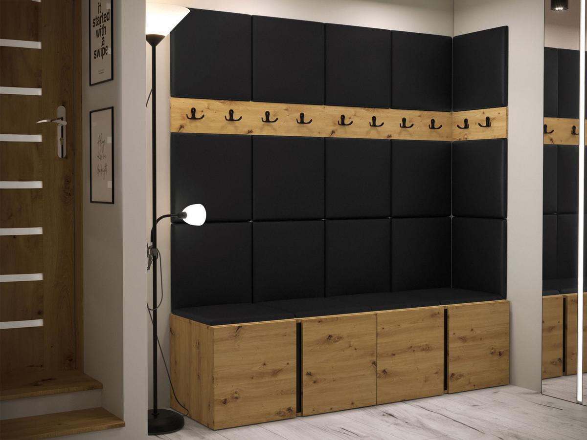GARDEROBEN-SET Orion II - Schwarz/Eiche Artisan, Holzwerkstoff/Kunststoff (168/186/46cm) - MIRJAN24
