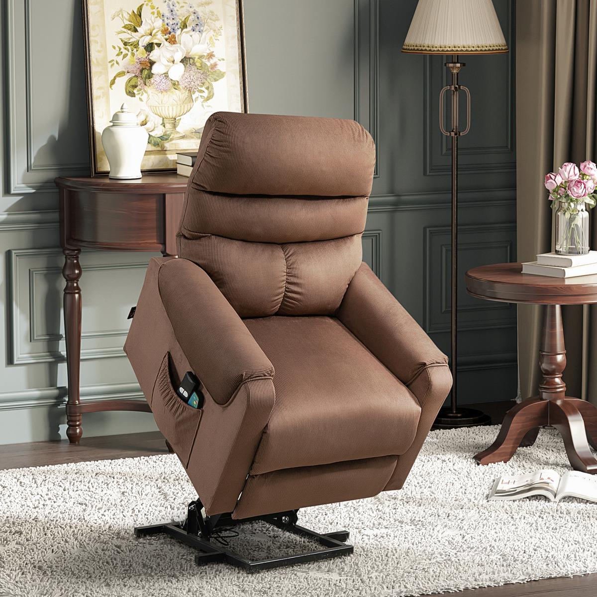 FERNSEHSESSEL Sessel mit Aufstehhilfe mit Massagefunktion Heizung Braun - Schwarz/Braun, Textil/Metall (83/110/93cm) - HOMCOM