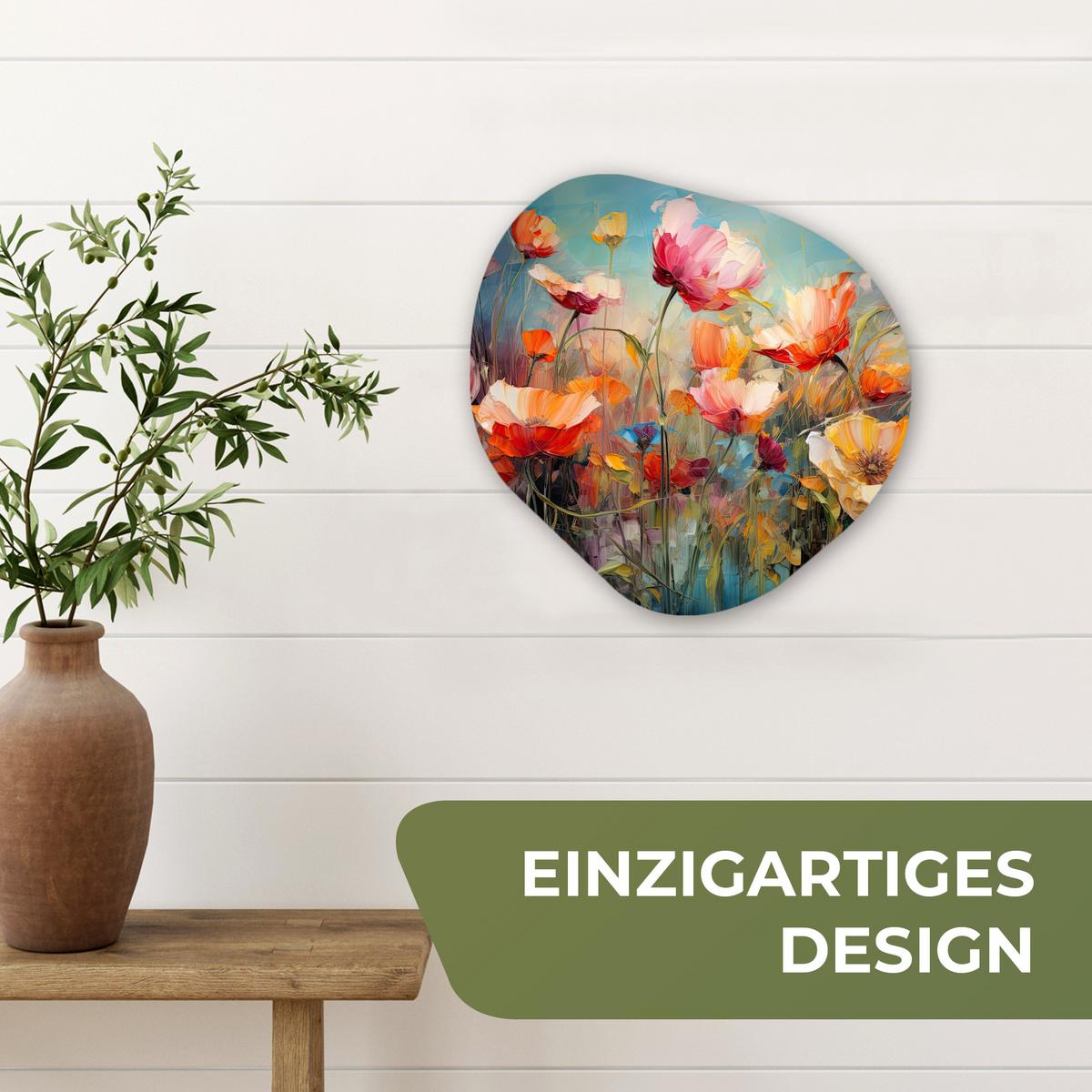 WANDBILD Blumen - Aquarell - Kunst - Botanisch - Natur Wanddeko 40x40 cm - Orange, Kunststoff (40/40cm) - MuchoWow