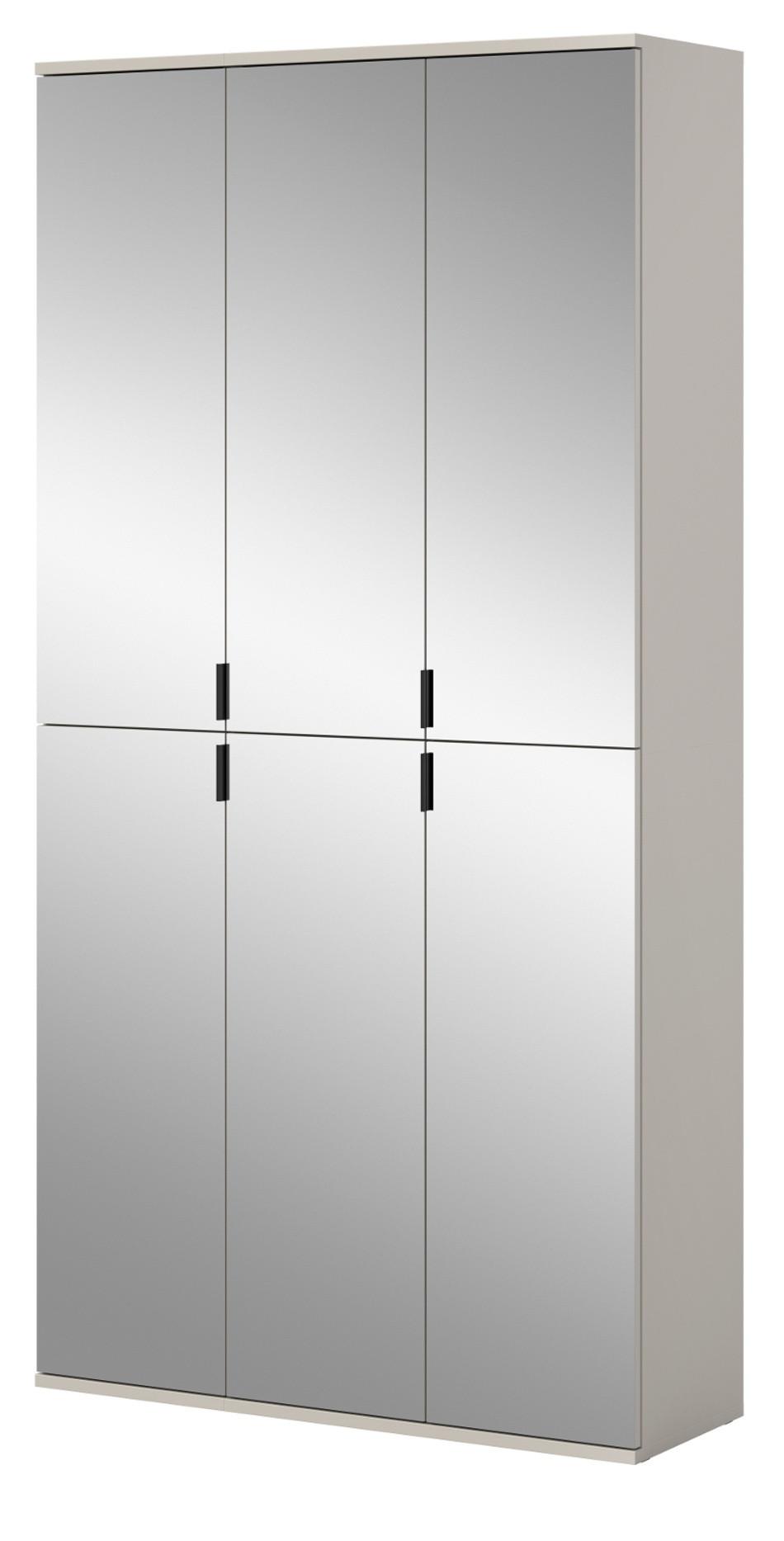 GARDEROBENSCHRANK Kaschmir 91 x 193 cm, Flurschrank mit Spiegel - Kaschmir/Schwarz, Glas/Holzwerkstoff (91/193/34cm) - Inn.Furn