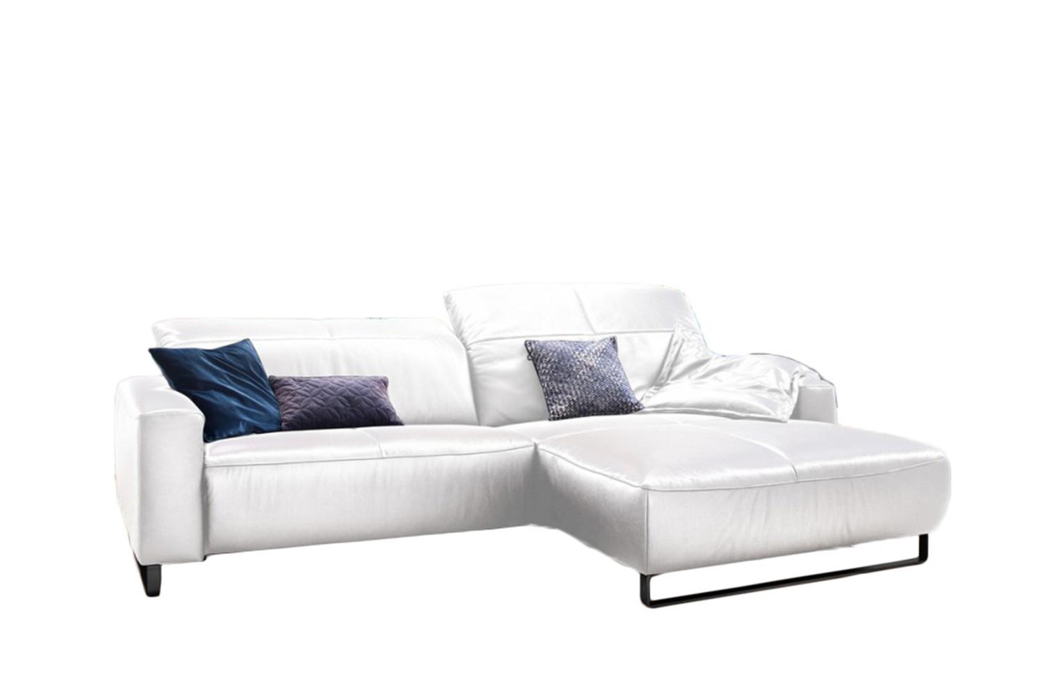 ECKSOFA YORK Weiß Leder - Schwarz/Weiß, Leder (284/180cm) - KAWOLA