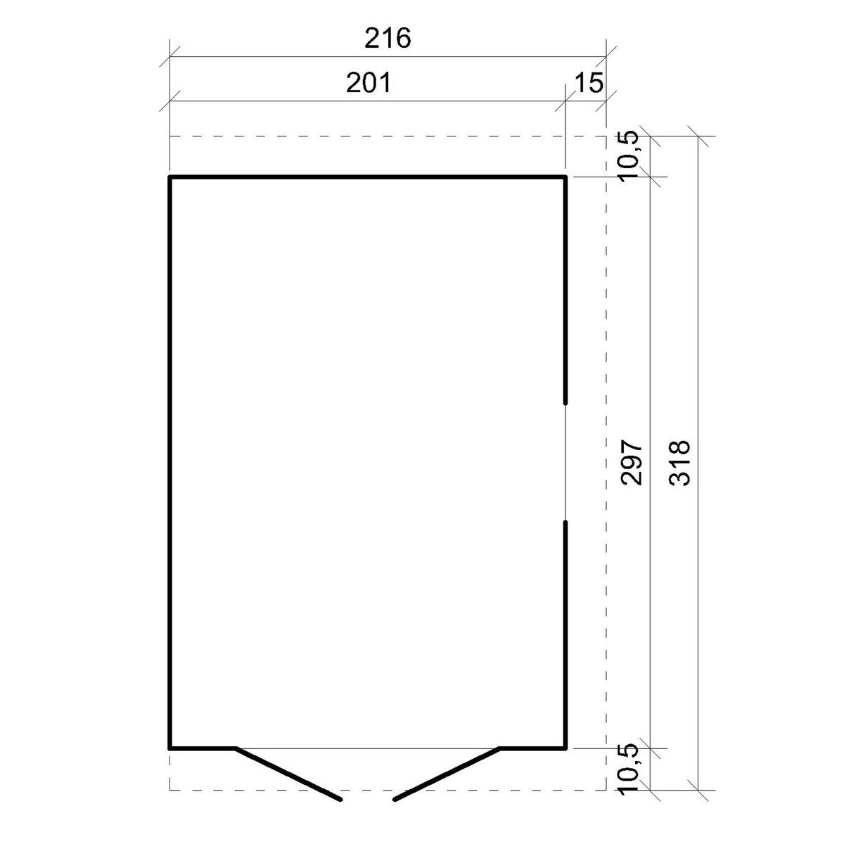 HOLZ-GARTENHAUS (ohne Seitenwand) - H244x211x318 cm/6 m2 - M339 - Beige, Holz (216/243/297cm) - Timbela