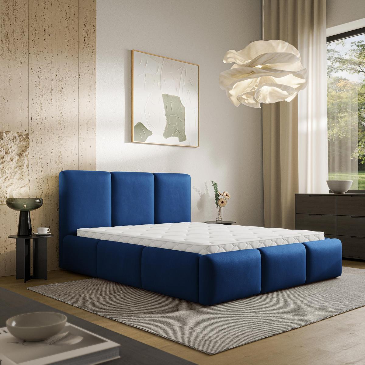 POLSTERBETT ARSIL 140x200 cm mit Bettkästen - Blau - Blau, Holz/Textil (140/200cm) - MASSENO