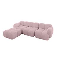 ECKSOFA modulares Sofa Links Miko-L2 302x205x75 Rosa Cord - Schwarz/Rosa, Holzwerkstoff/Kunststoff (302/205cm) - ALTDECOR