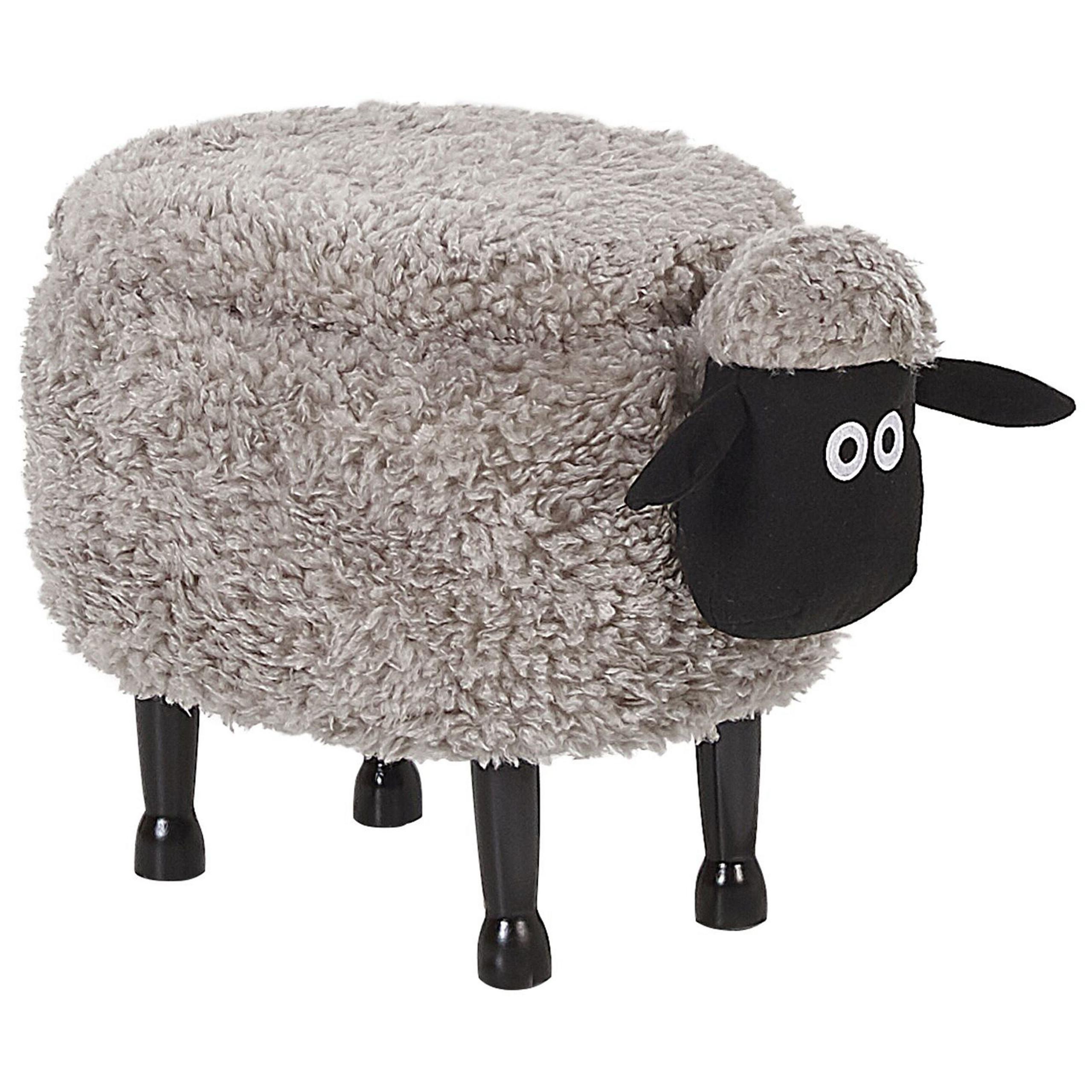 TIERHOCKER Grau Sheep 35/55/40 cm - Grau, Kunststoff/Textil (55/40/35cm) - Beliani