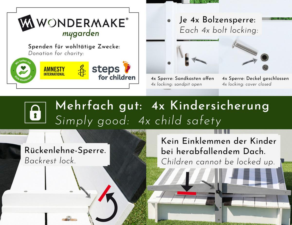 SANDKASTEN soldere1 - Weiß, Holz (120/120/29cm) - WONDERMAKE