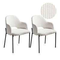 ESSZIMMERSTUHL 2er-Set Cremeweiß Raton - Schwarz/Weiß, Textil (53/81/55cm) - Beliani