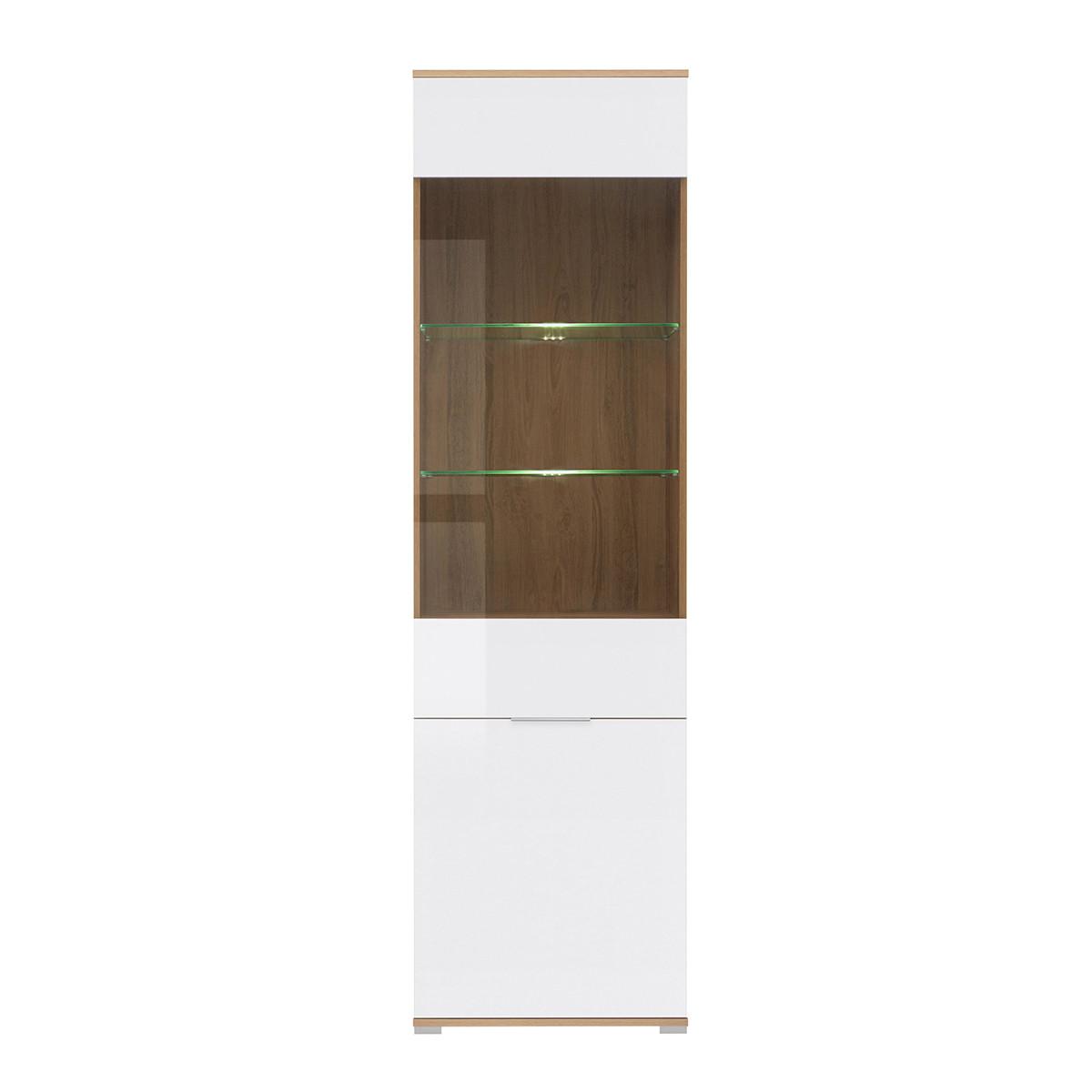 VITRINE Selma Weiß und Holz - Weiß, Holzwerkstoff (56/195/41cm) - Petits-meubles
