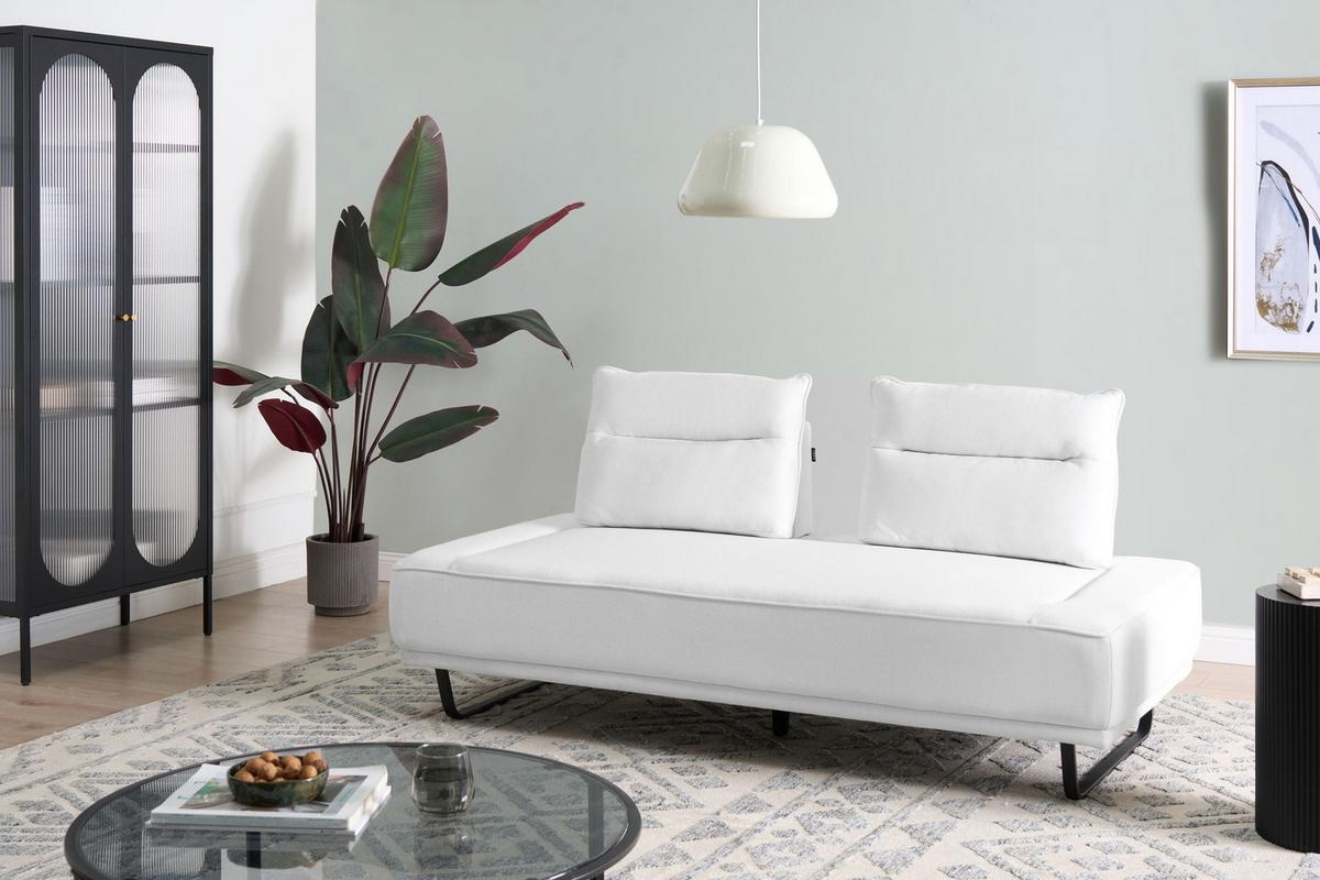 3-SITZER-SOFA Stoff Weiß Faxen - Weiß, Textil (184/86/90cm) - Beliani