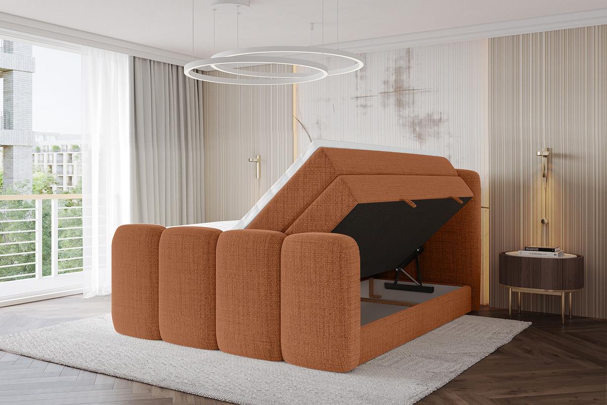 BOXBETT mit Matratze H3|H4 und Lattenrost - NINA-Z KING - 200x200 cm Aragon - Apricot - Orange, Holzwerkstoff (200/200cm) - ALTDECOR