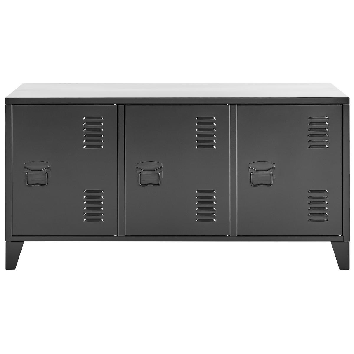 LOWBOARD Metall schwarz 3 Türen Cardiff - Schwarz, Metall (120/60/40cm) - Beliani