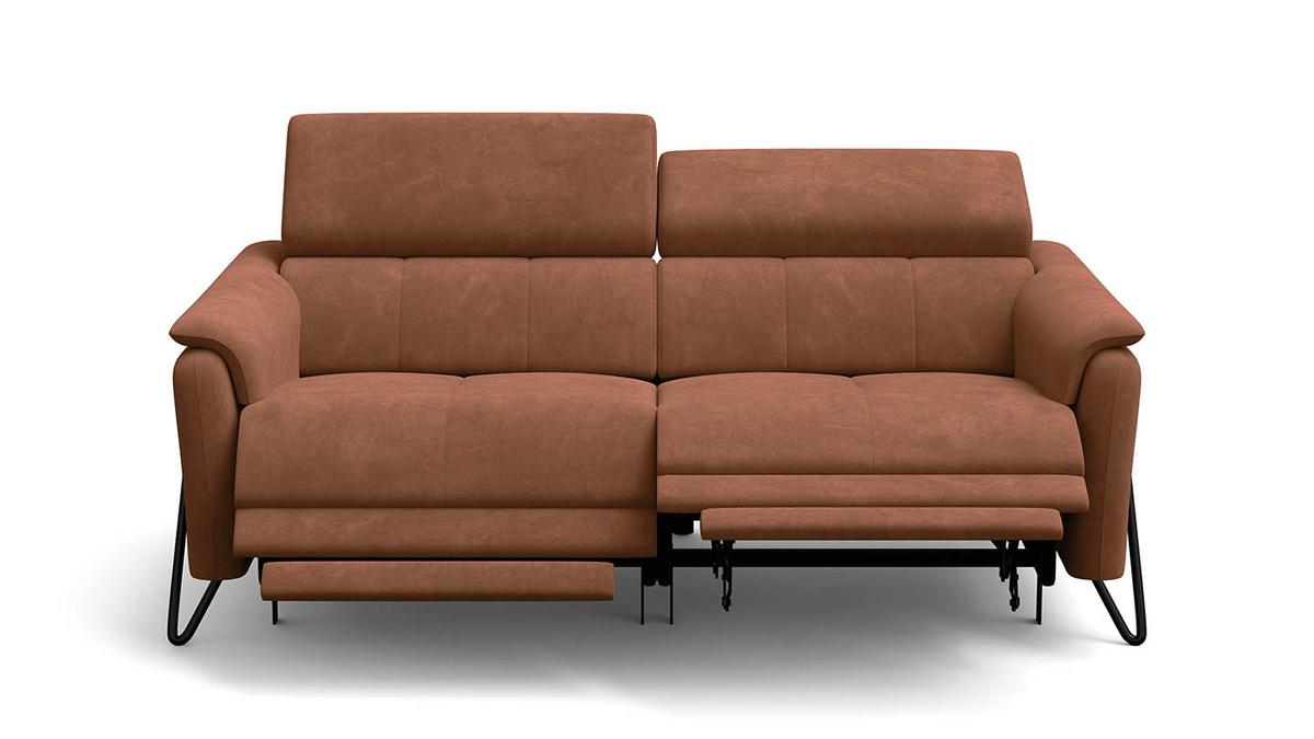 RELAXSOFA RODEN 3-Sitzer mit 2 Relax, braun, Veloursstoff - Braun, Holz/Textil (194/82/103cm) - Wozimo