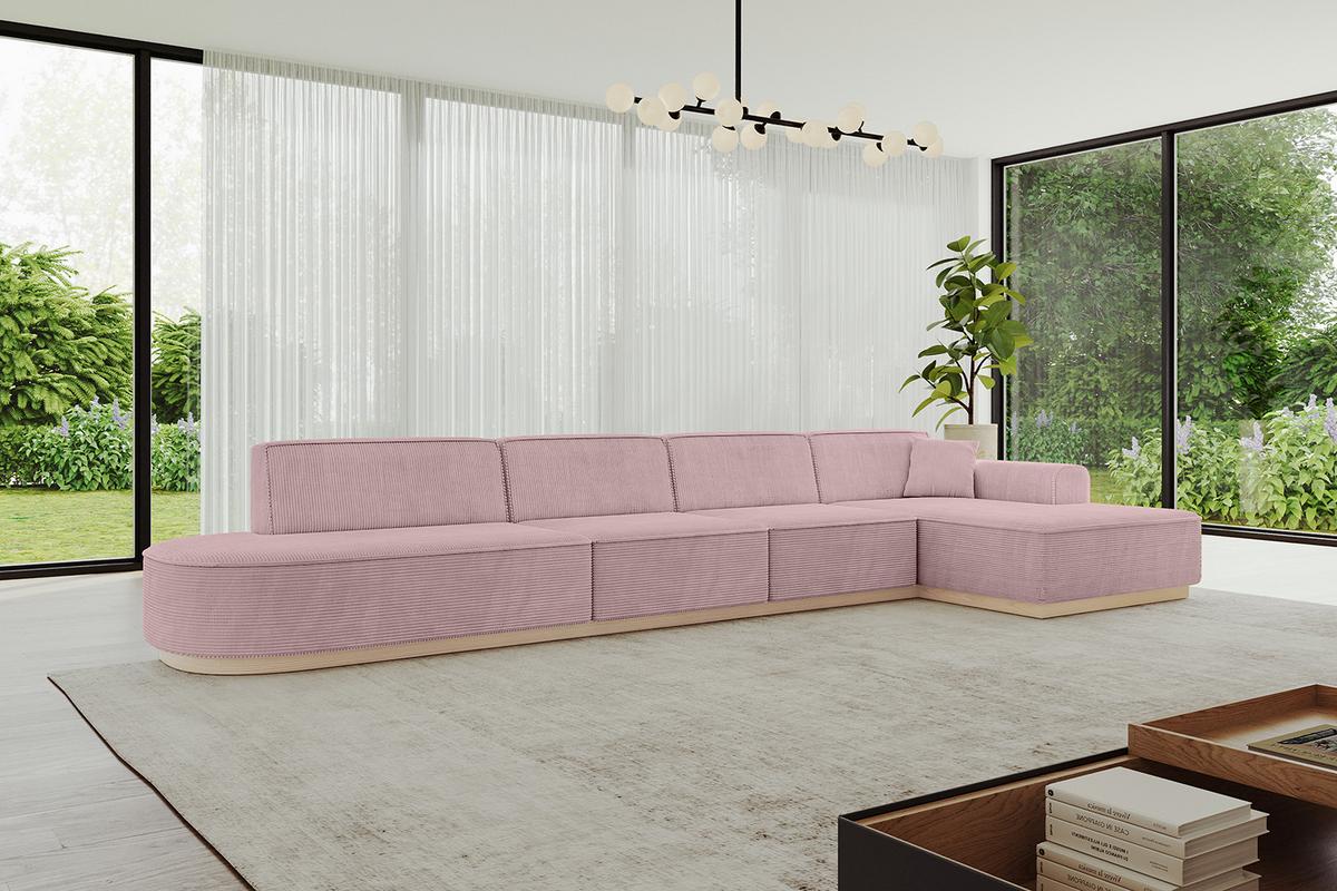 ECKSOFA Ottomane Rechts IREA-L3 - 412x165x80 cm Rosa - Rosa, Holzwerkstoff/Textil (412/165cm) - ALTDECOR