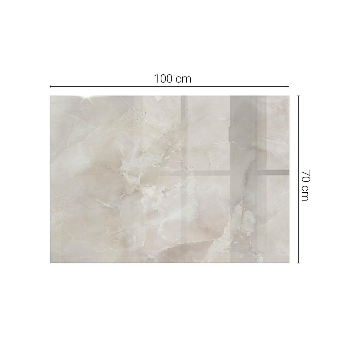 TISCHPLATTE 100x70 cm Marmorstrukturmuster - Creme, Glas (0.4/100/70cm) - TULUP