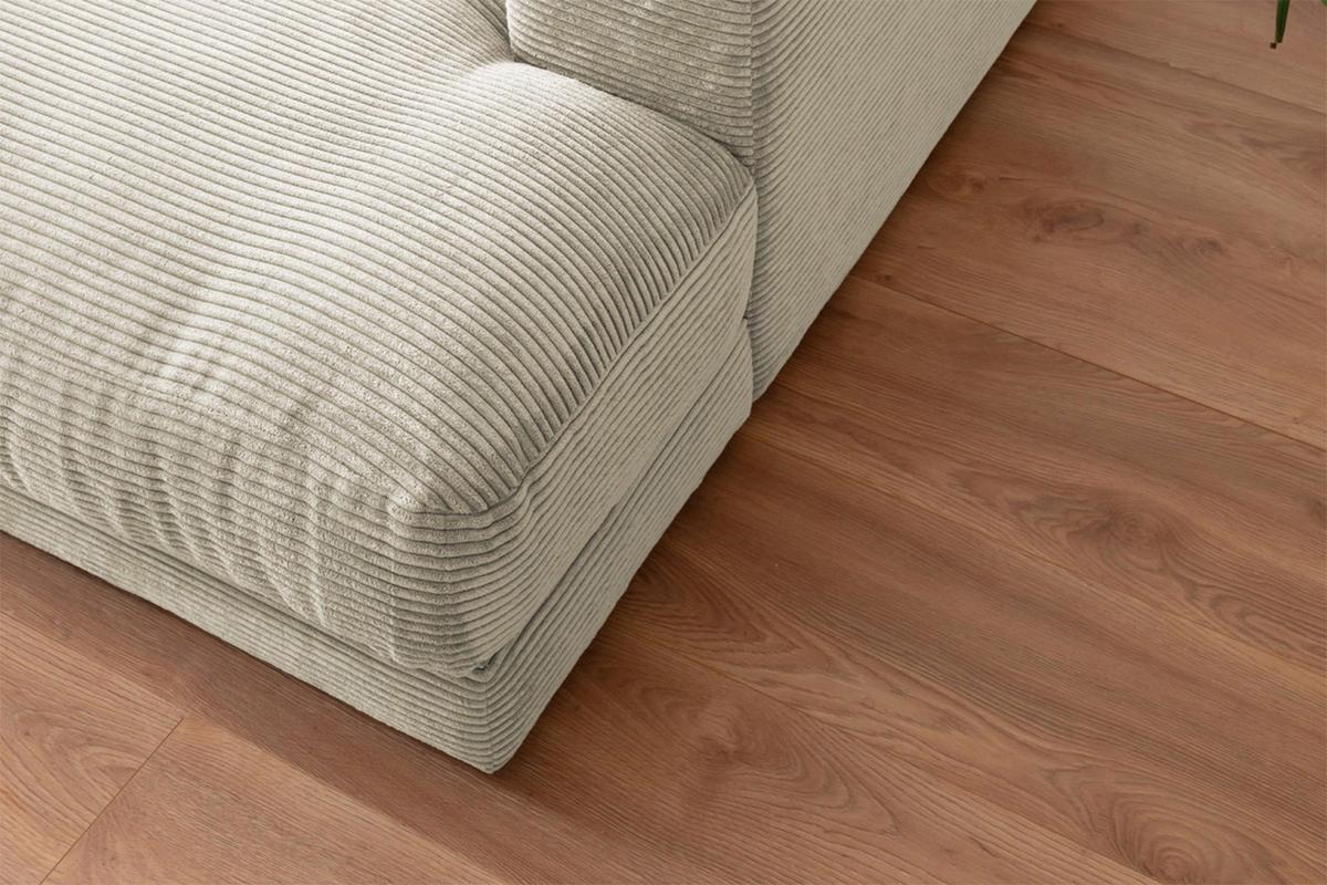 BIG SOFA XL MIT TABLETT MADELINE Cremeweiß Cord - Creme/Schwarz, Kunststoff/Textil (290/85/190cm) - KAWOLA