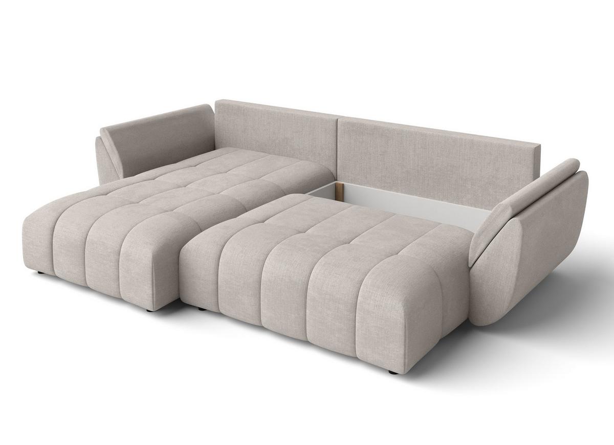 ECKSOFA L Form Verciani Beige 280/190/91 cm mit Schlaffunktion - Beige/Schwarz, Kunststoff/Textil (280/190cm) - AX Living