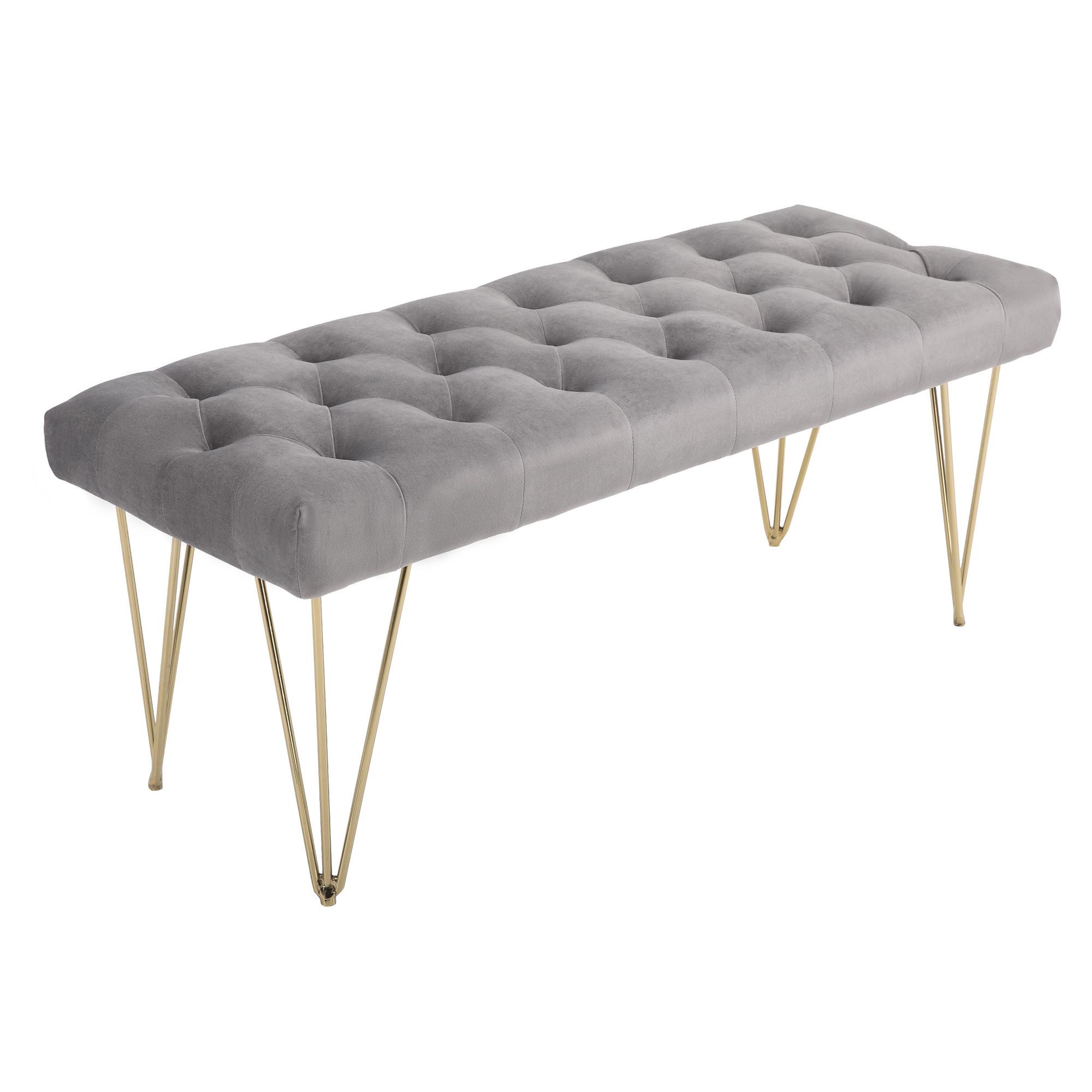 SITZBANK Schuhbank Sitztruhe Eingangsbereich Polsterbank Velvet Metall Grau - Grau, Kunststoff (116/49/44.5cm) - HOMCOM
