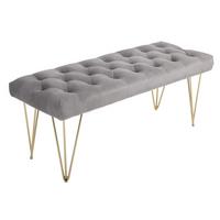 SITZBANK Schuhbank Sitztruhe Eingangsbereich Polsterbank Velvet Metall Grau - Grau, Kunststoff (116/49/44.5cm) - HOMCOM