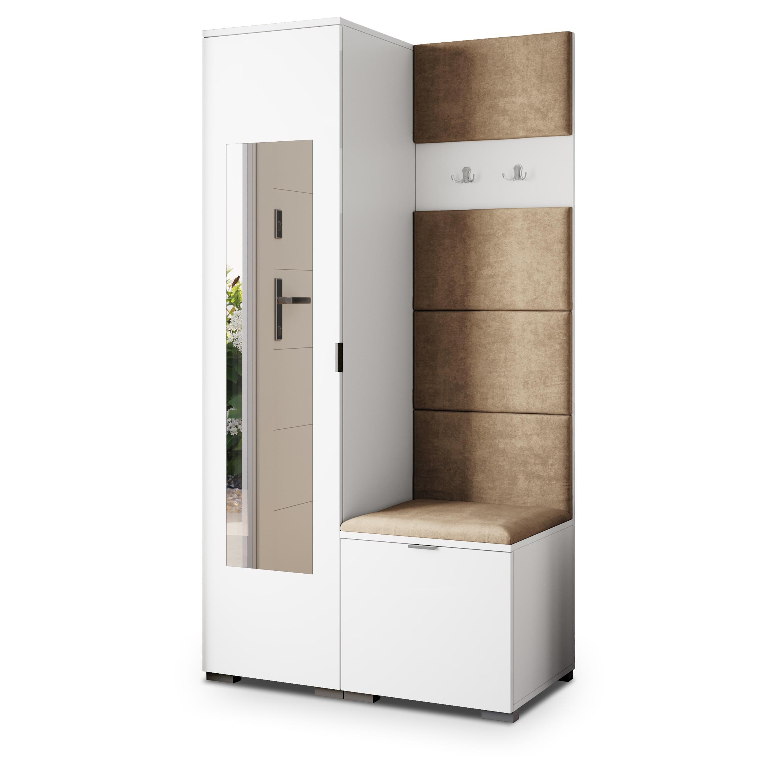 GARDEROBENSCHRANK VIRA 95/181/51 cm Modern Garderobe-Set Weiß - Weiß/Mokka, Holzwerkstoff (95/181/51cm) - MASSENO