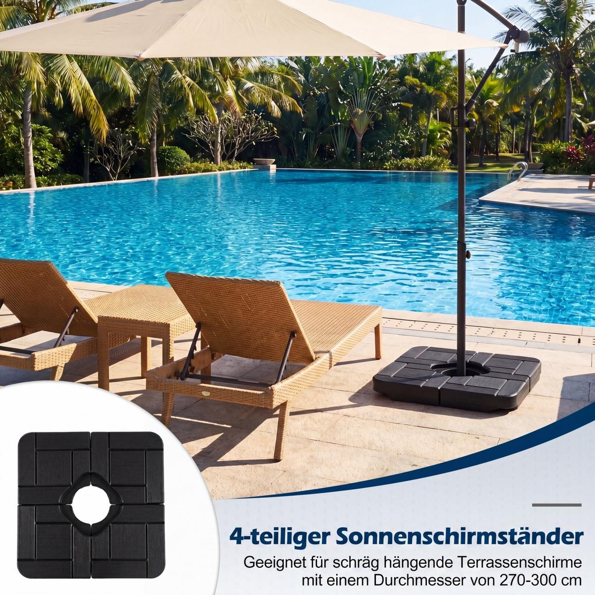 SONNENSCHIRMSTÄNDER 48L schwarz - Schwarz, Kunststoff (80/80cm) - COSTWAY