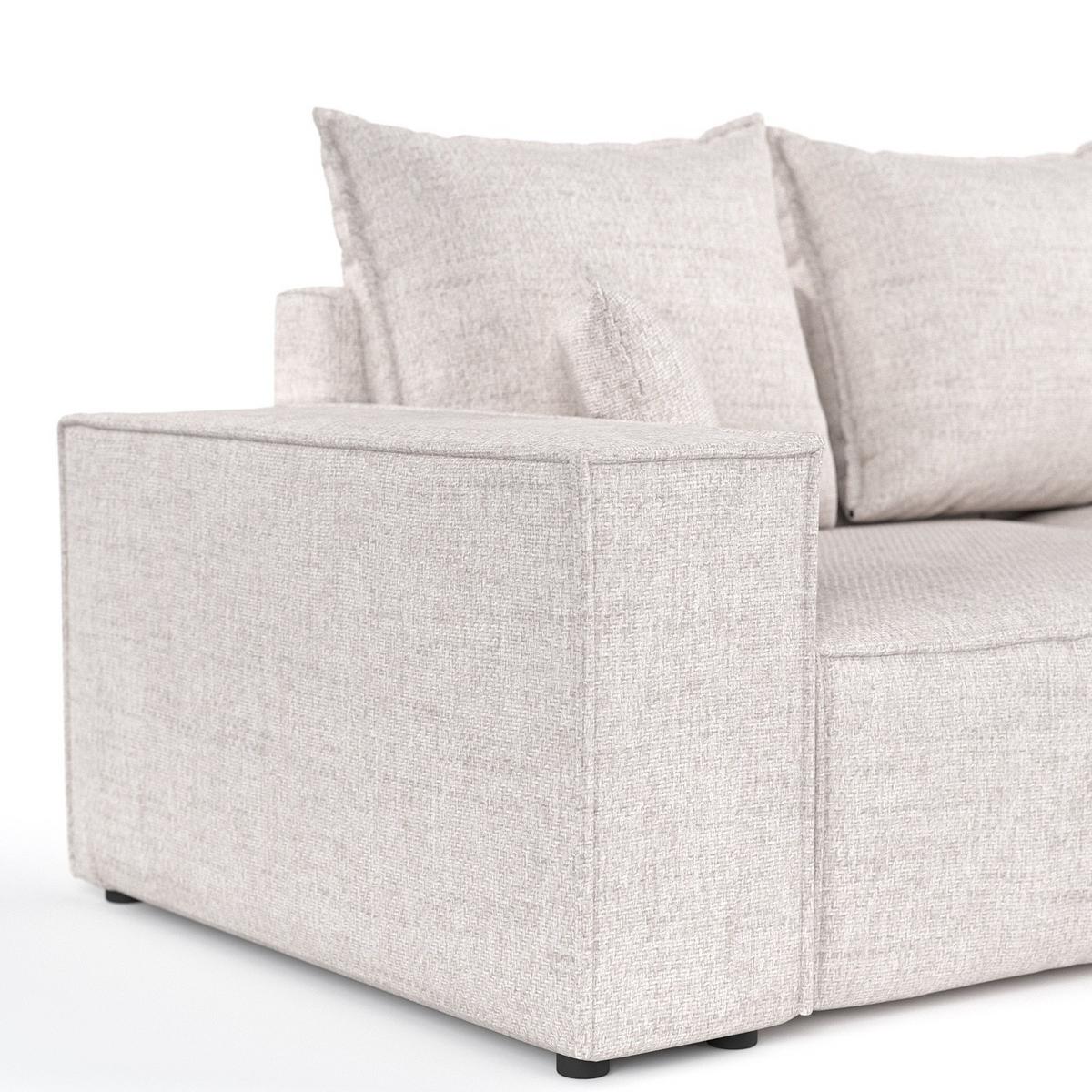 ECKSOFA SENSO mit Schlaffunktion Hellbeige im Neve Stoff - Sandfarben/Schwarz, Holz/Holzwerkstoff (255/148cm) - AltaBeds