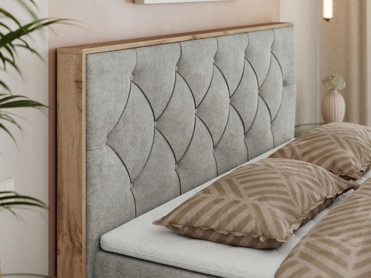 BOXBETT VENETO 140/200 Hellgrau Struktur - H3 - Hellgrau, Holz/Textil (140/200cm) - MKS