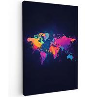 LEINWANDBILD Weltkarte - Bunt - Graffiti Deko Wohnzimmer 20x30 cm - Multicolor, Textil (20/30cm) - MuchoWow