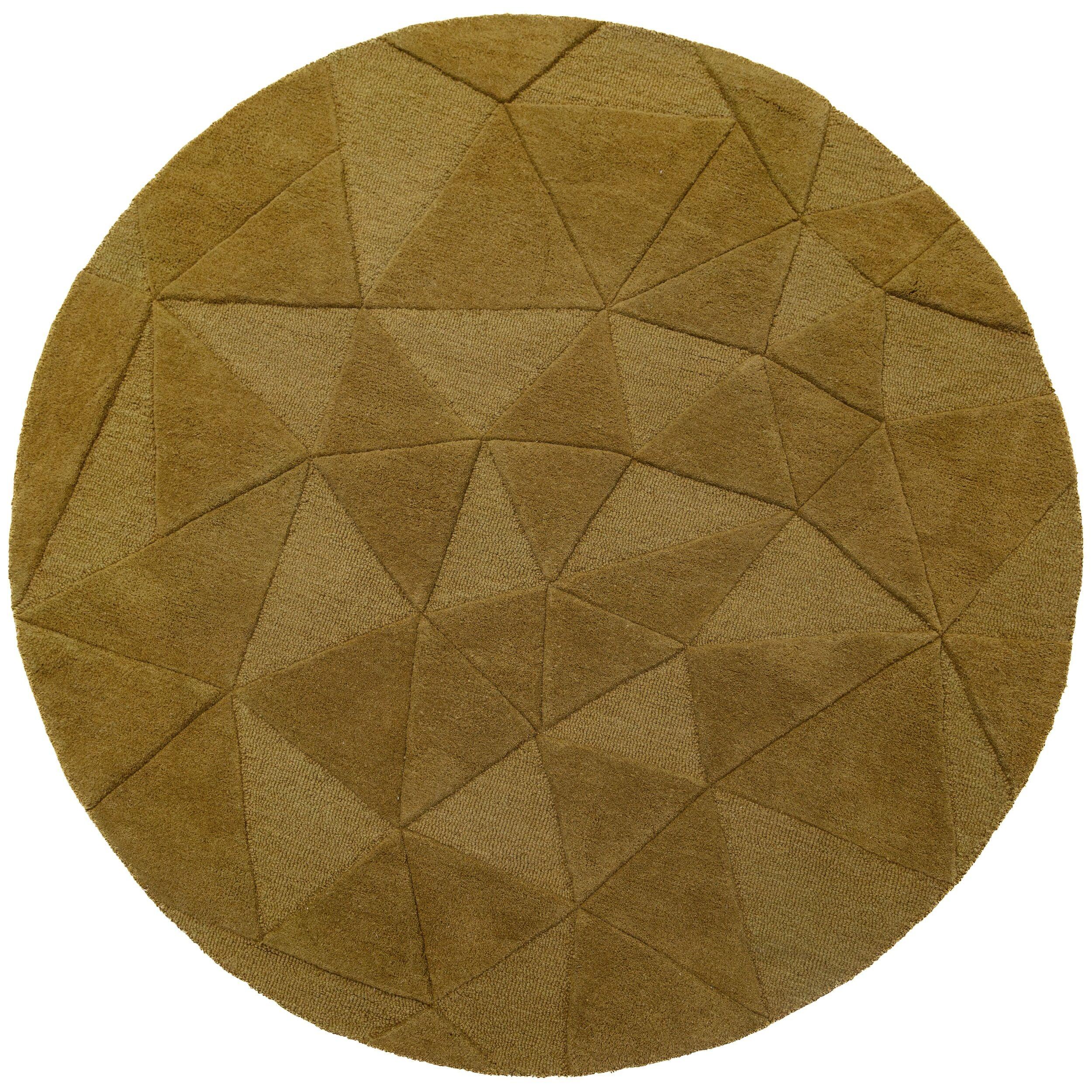 WOLLTEPPICH handgetuftet DEBEN, Splitterformen, Ocker, Ø 160 cm - Gelb, Textil (160/160cm) - KADIMA DESIGN