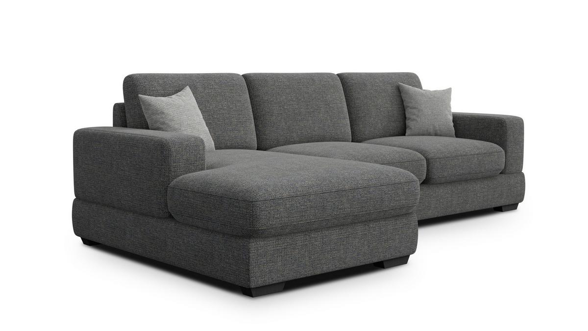 ECKSOFA OTTO 4-Sitzer, anthracit - Schwarz/Grau, Holz/Textil (279/159cm) - Wozimo
