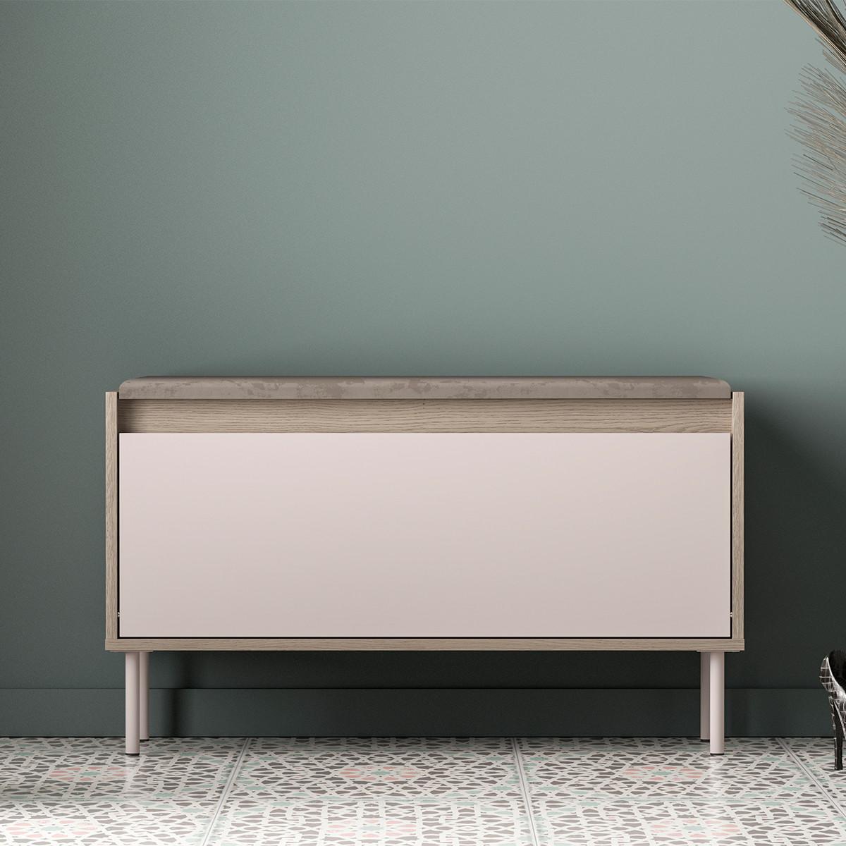 SCHUHMÖBEL Alos Kaschmir und Holz - Beige, Holzwerkstoff (90/55/34cm) - Petits-meubles