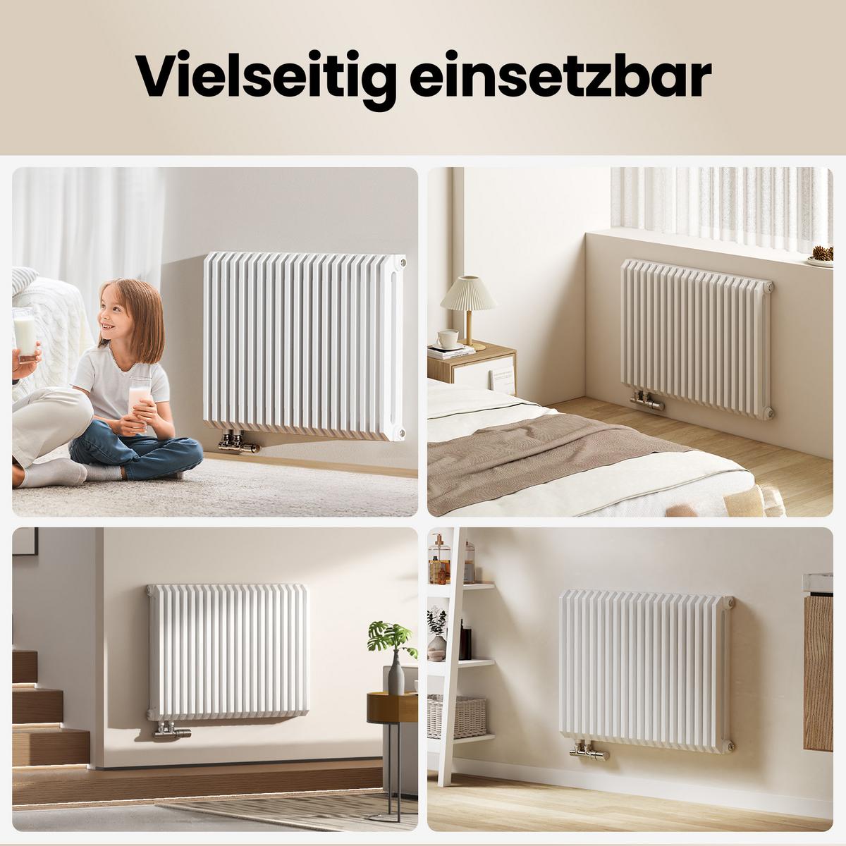 HEIZKÖRPER D-Profil Vertikal Glänzend Weiß 60/84 cm - Weiß, Metall (84/60/13cm) - EMKE