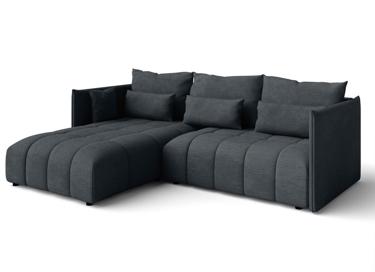 ECKSOFA L Form Gaziante Grau 248/180/83 cm – mit Bettkasten - Schwarz/Grau, Kunststoff/Textil (248/180cm) - AX Living