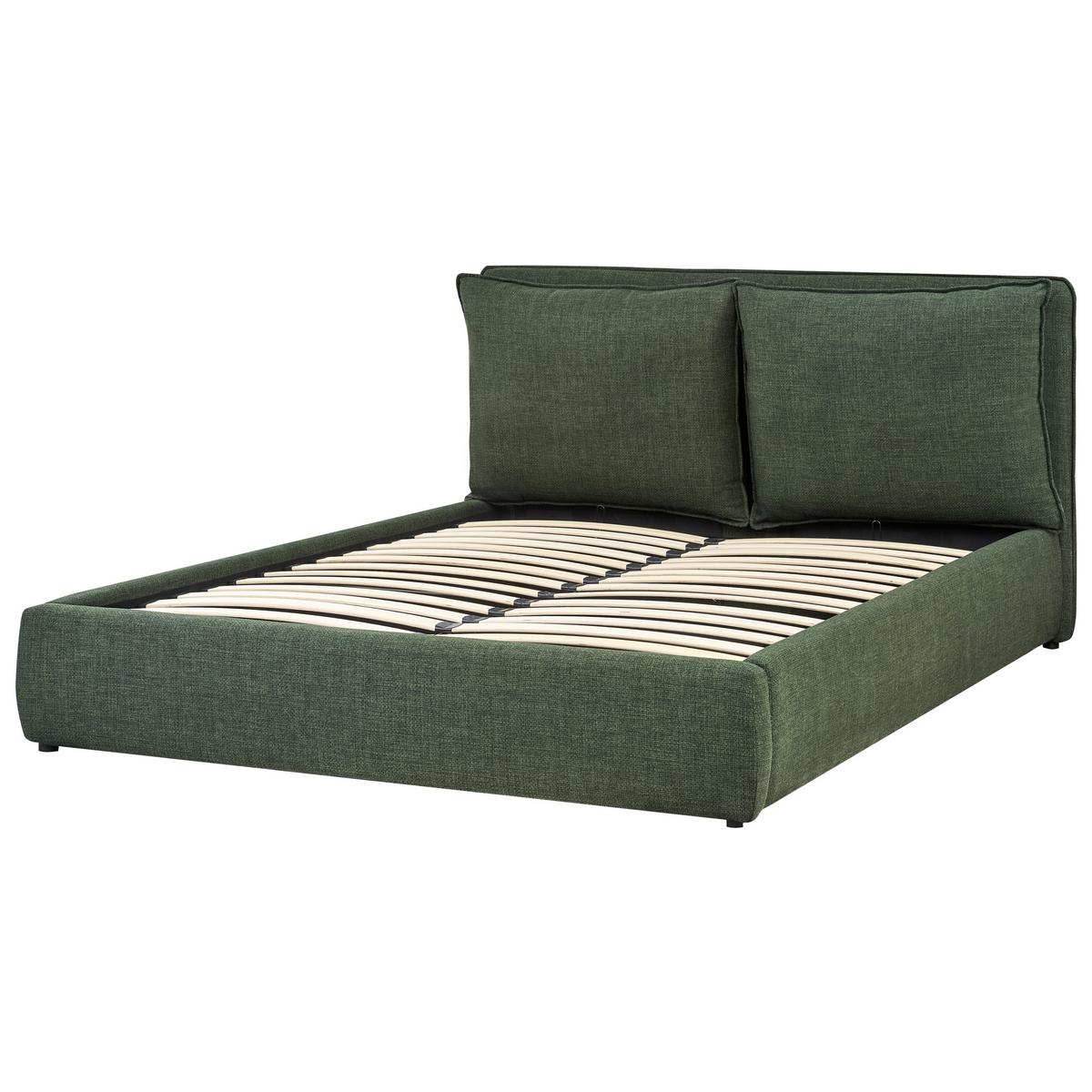 BETT mit Stauraum 160x200 cm Grün Bajonna - Grün, Textil (160/200cm) - Beliani